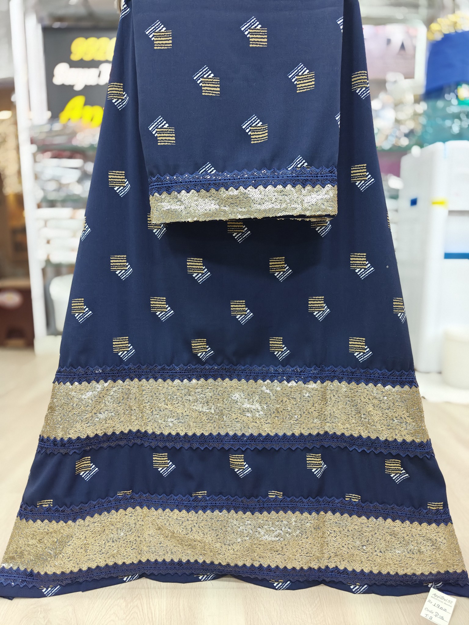 Navy Blue, Printed Abaya Rida 